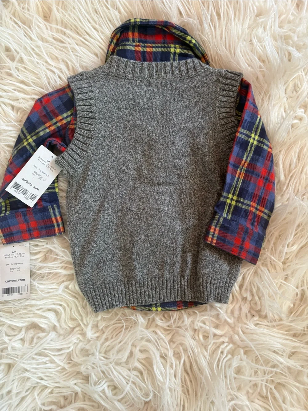 NWT Carter’s Baby Boy Plaid Shirt & Sweater Vest Set 6M
